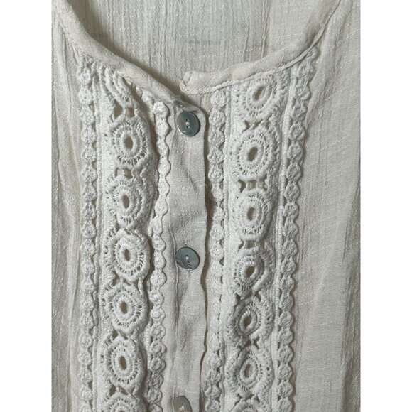Notations White Cream Embroidered Cottagecore Bohemian Peasant Blouse Top S Q - Picture 5 of 8